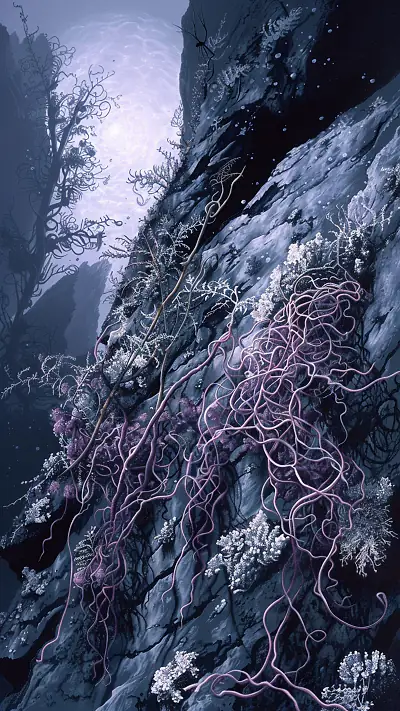 Submerged Rock Face, AI-generated underwater phone wallpaper