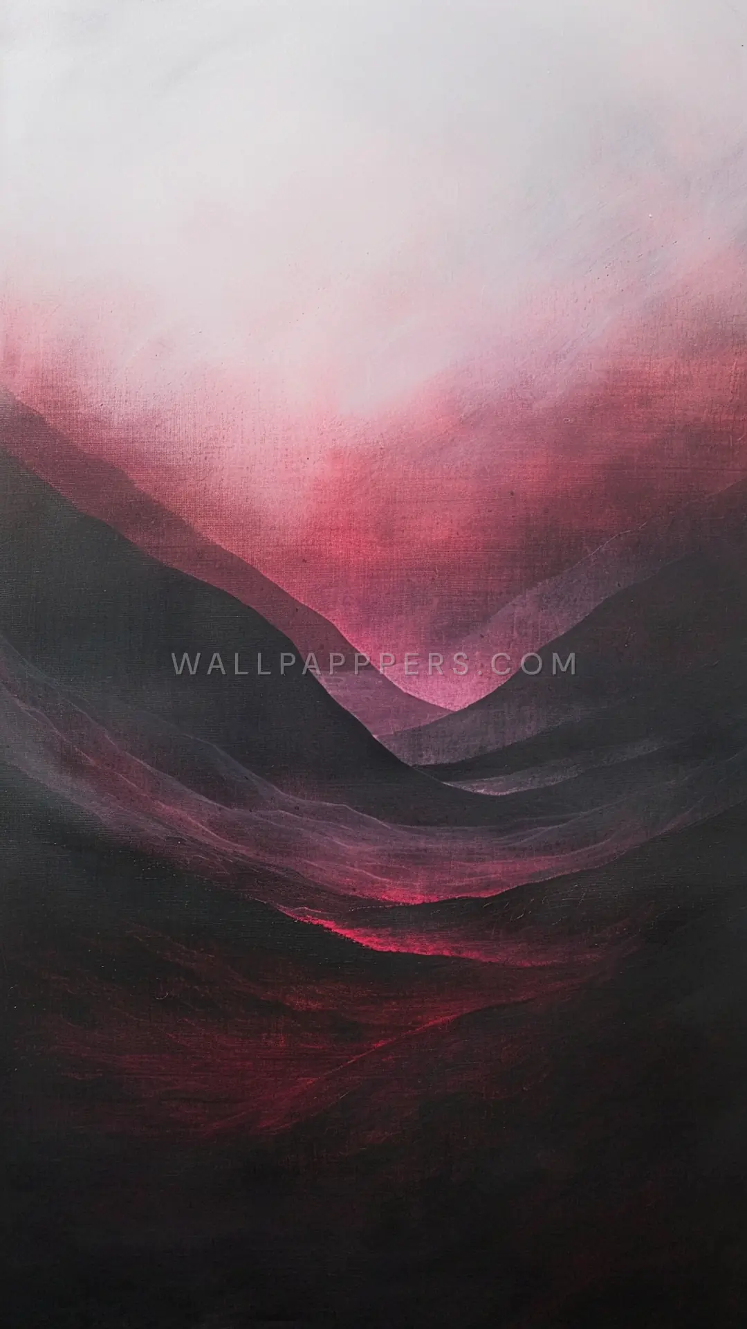 Misty Valley Landscape, AI-generated fantasy phone wallpaper