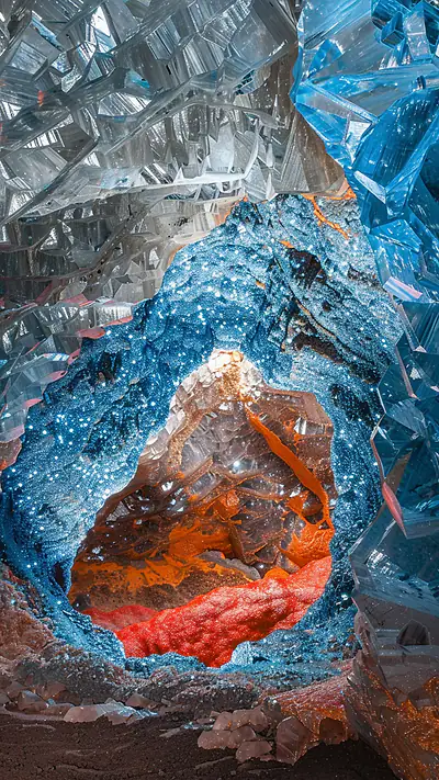 Cavern of Crystalline Wonders, AI-generated crystals phone wallpaper