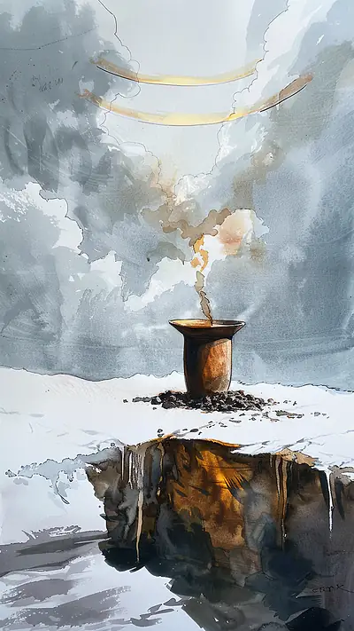 Ethiopian Coffee Corner, AI-generated minimalist phone wallpaper