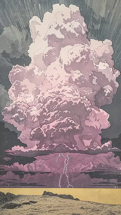 Lightning Illuminating Clouds, AI-generated weather phone wallpaper