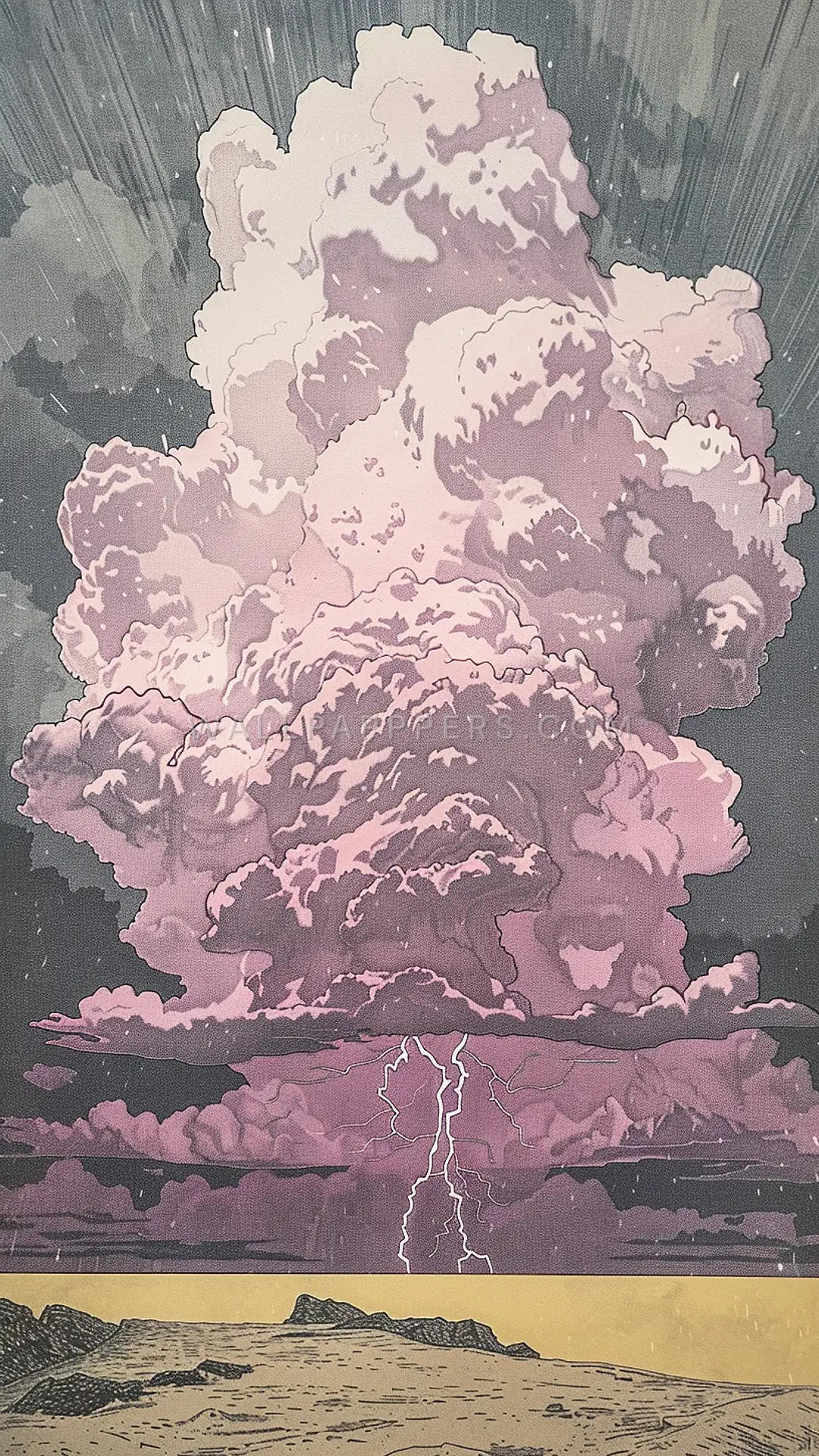 Lightning Illuminating Clouds, AI-generated weather phone wallpaper