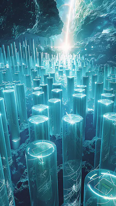 Glowing Vacuum Tubes, AI-generated cosmic phone wallpaper