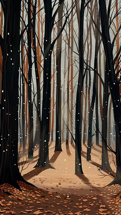 Beech Forest Pathway, AI-generated forest phone wallpaper