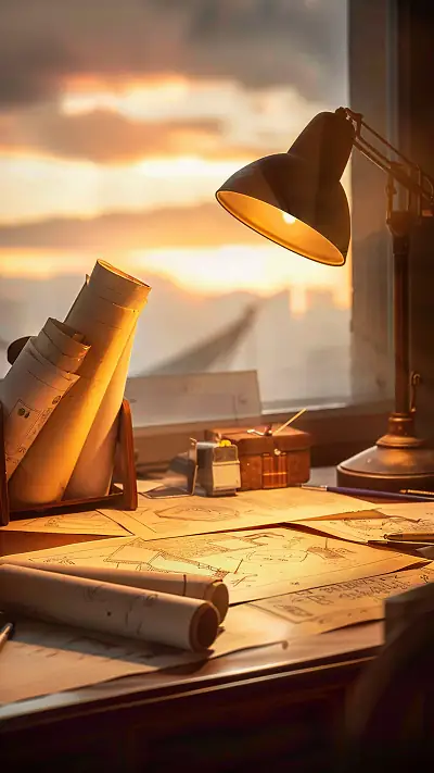 Retro Berlin Apartment Desk, AI-generated retro phone wallpaper